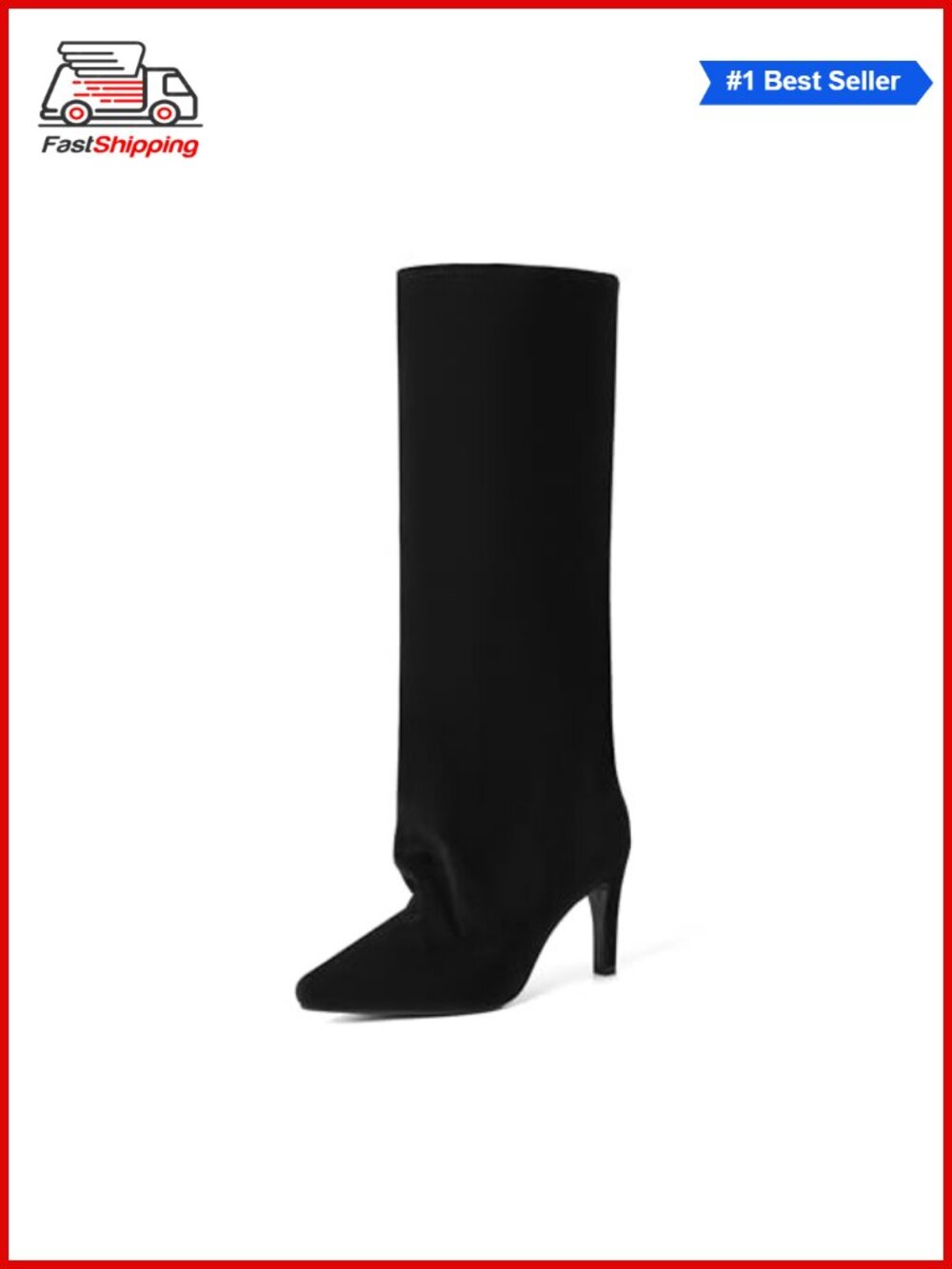 ✨ Knee High Boots Pointed Toe Stiletto Faux Suede Tall Dress Boots